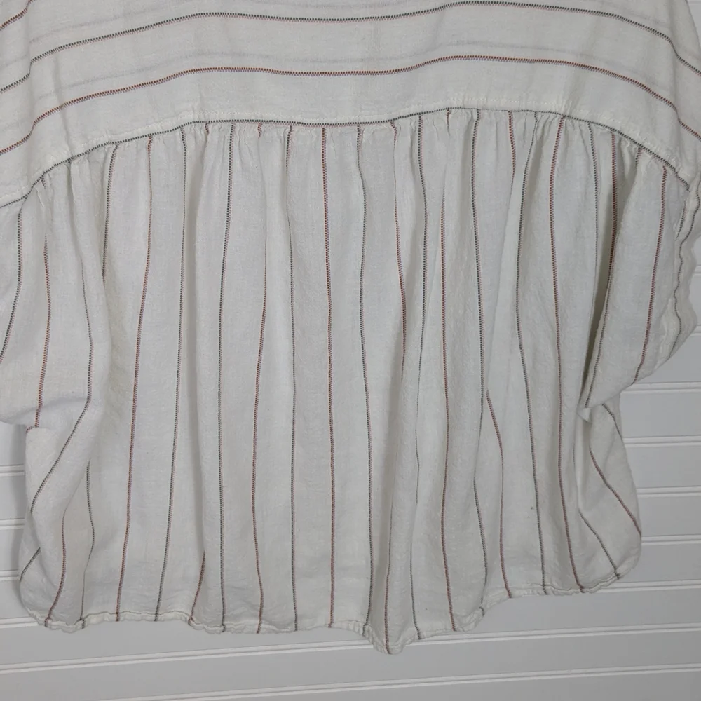 A.n.a V-Neck Short Sleeve Cropped Linen Pullover Top L - Picture 6 of 9